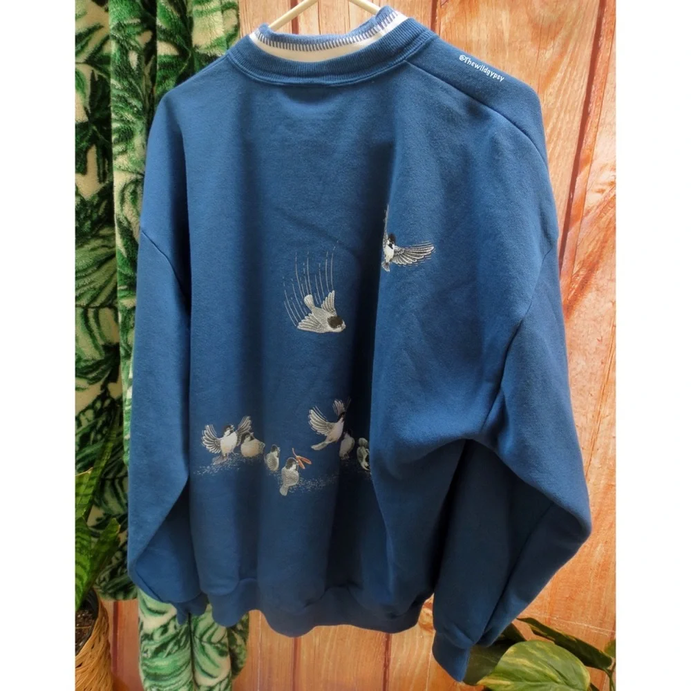 NEW Vintage fleece lined bird graphic popover sweater πͺΊ - Picture 6 of 9
